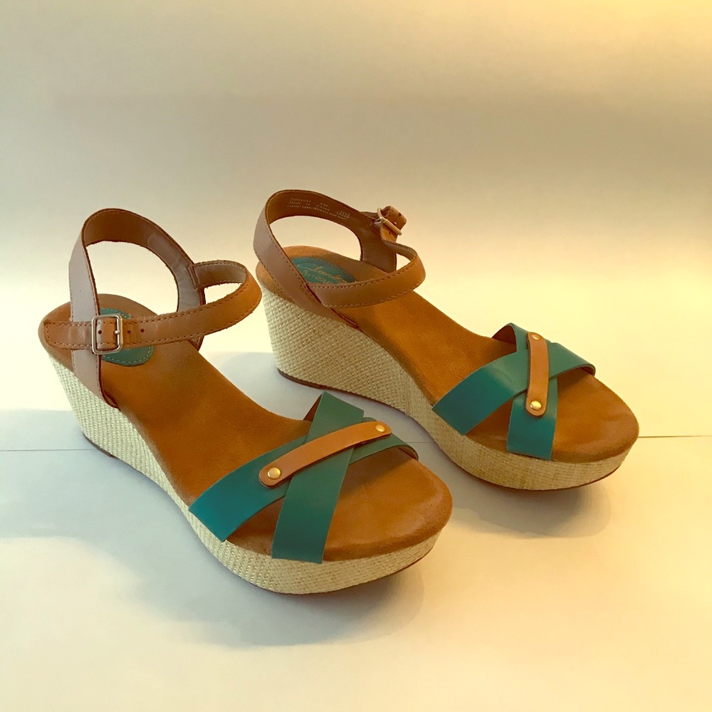 Clarks Brown and Turquoise sandals